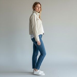 Foxy Jeans - Cream Cord Funnel Neck Crop Jacket